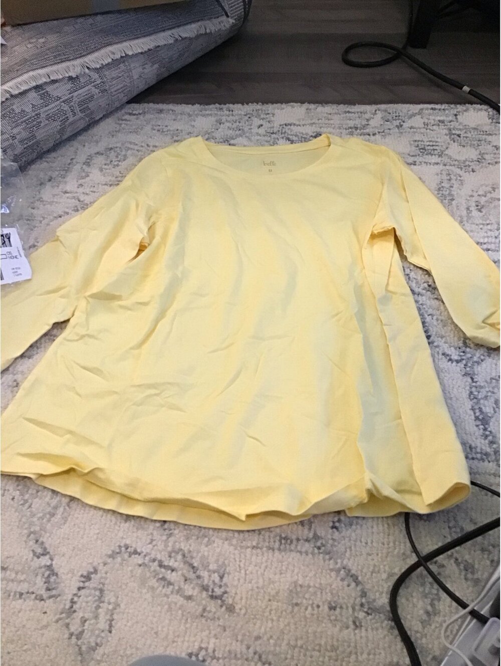 Kim gravel, Belle, large, triplelux knit 3/4 sleeve top, new,